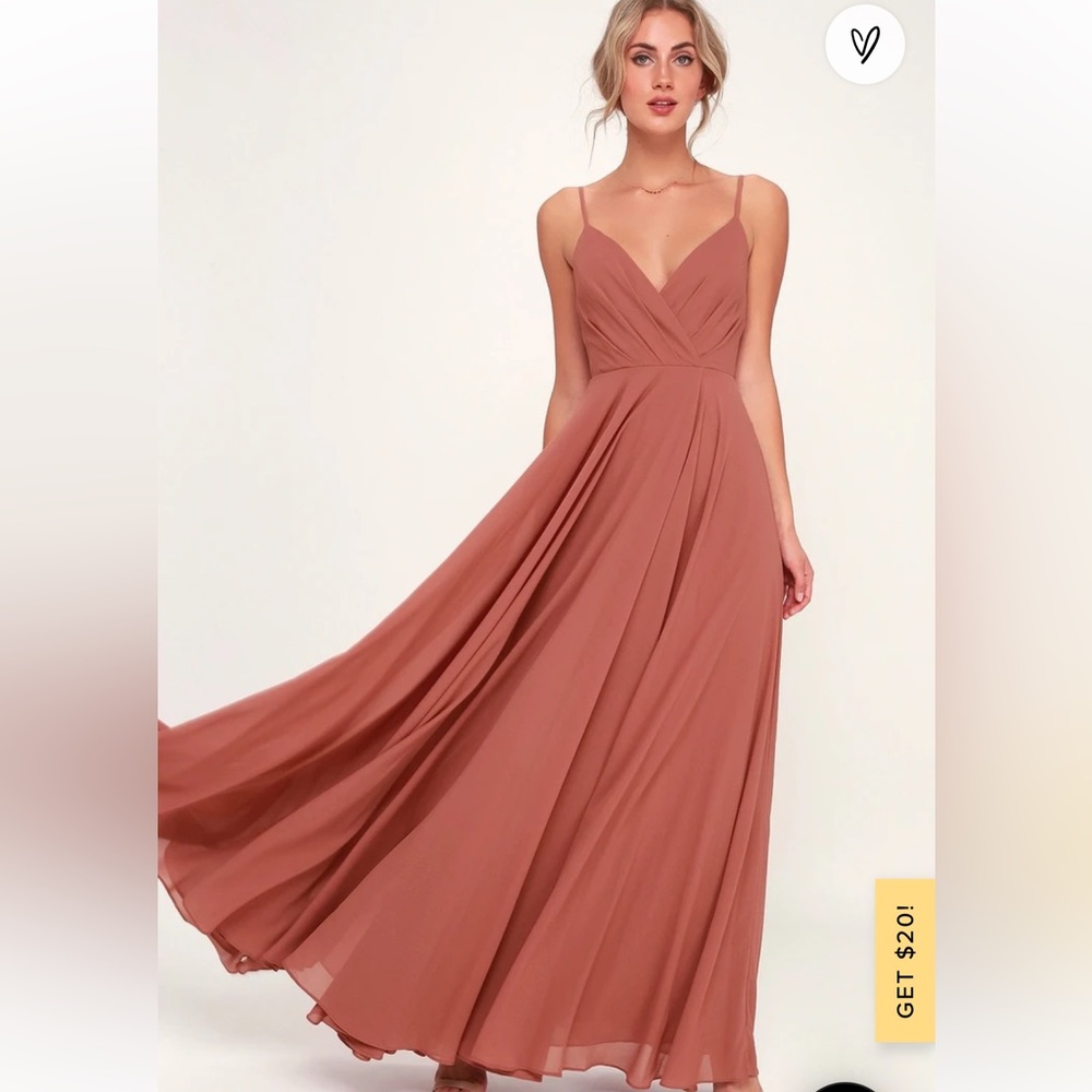 Lulu’s “All About Love Rusty Rose Maxi Dress” size XL NWT